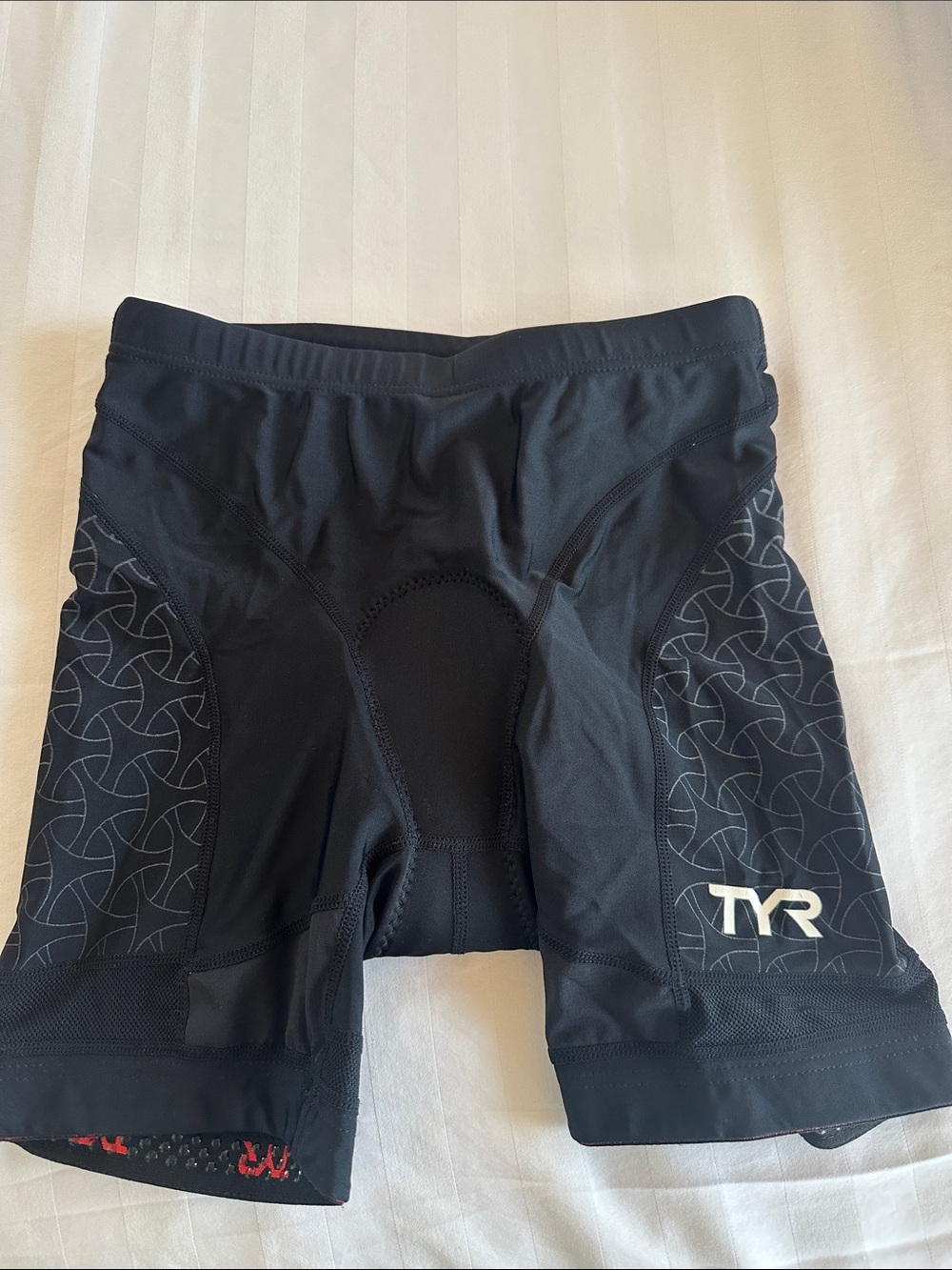 TYR Black Bike Shorts with Subtle Gray Pattern